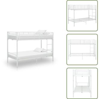vidaXL The Living Store Letto a Castello Bianco in Metallo 90x200 cm - Letto in Metallo