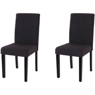 Hhg Set 2x sedie Littau tessuto soggiorno cucina sala da pranzo 43x56x90cm nero piedi scuri