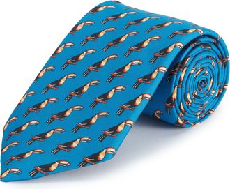 Oliver Brown Pure Silk Toucan Tie - Blue