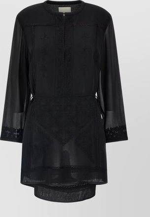 Isabel Marant sheer fabric embroidered dress with belted waist