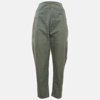 Isabel Marant Green Cotton Tapered Raluniae Trousers S