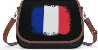Generic Vintage France Flag Crossbody Bags for Women Fashion Leather Shoulder Handbags With Adjustable Strap