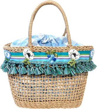Anna Sui Raffia Tassel Bag in Baby Blue at Nordstrom
