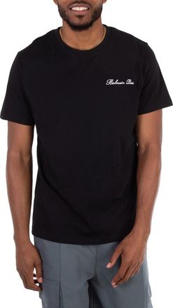 Balmain Logo-Embroidered Coton T-Shirt, Size Small