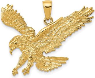 Diamond2Deal 14k Yellow Gold Textured Eagle Landing Pendant
