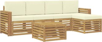 vidaXL Conjunto De Sof&aacute;s De Exterior 6 Uds. Blanco Y Crema Poli&eacute;ster Vidaxl
