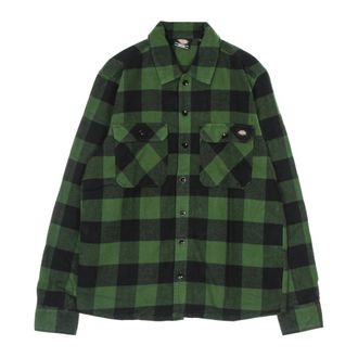 Dickies Groene Flanellen Overhemd Lange Mouwen - Heren - Casual Overhemden - Groen - S - Katoen - Overhemden