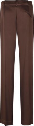 Federica Tosi Brown Satin Hidden Closure Wide-Leg Pants