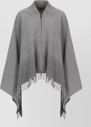 PESERICO sequined poncho asymmetric hem