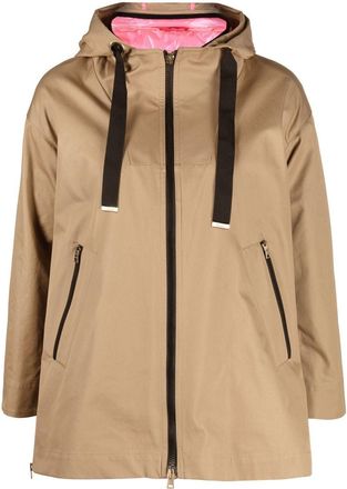 Herno reversible zip-up hooded jacket - women - Cotton/Polyamide - 42 - Neutrals