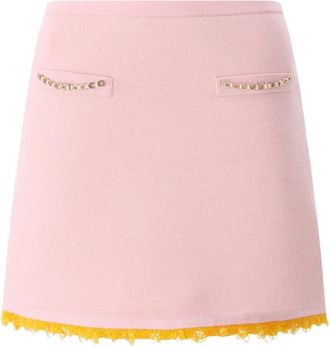 Casablanca A-lijn Mini Rok - Dames - Korte rokken - Roze - S - Wol - Rokken