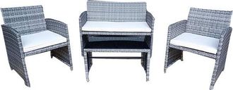 Gardenia Set Nitra, in wicker e acciaio, colore grigio chiaro