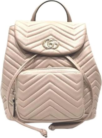 Gucci Pre-owned Vintage Leren Rugzak - Dames - Vintage Rugzakken - Beige - ONE Size - Leer - Vintage