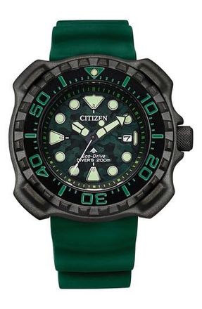 Citizen Promaster Dive Faux Leather Strap Watch, 46mm in Black at Nordstrom Rack