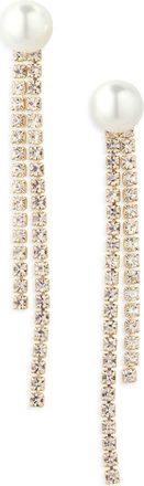 Nordstrom Rack Faux Pearl & Crystal Sparkle Drop Earrings in Clear- White- Gold at Nordstrom Rack