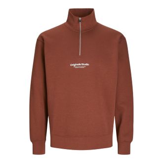 Jack & Jones Jack And Jones Heren Originals Studio-sweatshirt met halve rits (Brandy)