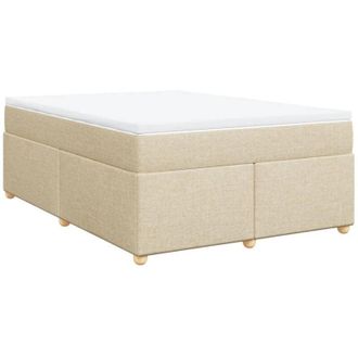 vidaXL Cama Box Spring Con Colch&oacute;n Tela Color Crema 140x190 Cm Vidaxl
