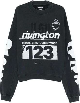RRR123 Graphic-print Logo-sleeve Sweatshirt - Heren - Sweatshirts - Zwart - L - Katoen - Hoodies & sweatvesten