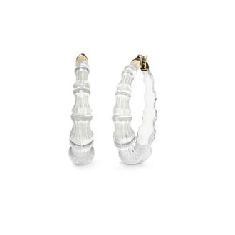Gold & Honey Womens Bamboo Illusion Lucite Hoop Earrings In Dove