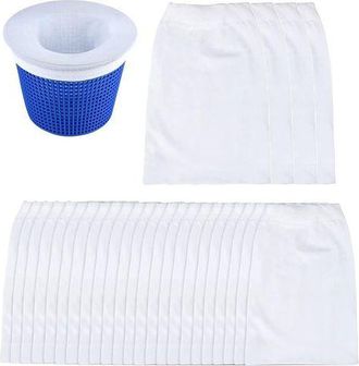 OEM Lot De 20 Chaussettes Pour &Eacute;cumoire De Piscine, Filtre, &Eacute;cumoire De Piscine, &Eacute;cumoire R&eacute;utilisable, Filet De Protection Pour Filtre De Piscine