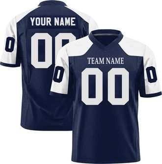 Generic Custom Football Jersey Personalized Team Name Number Logo Customized Shirt for Men Youth Women Kids Navy