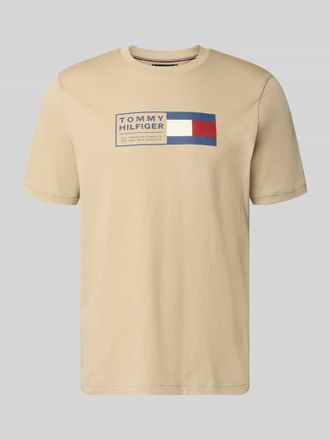 Tommy Hilfiger Regular Fit T-Shirt aus reiner Baumwolle in Beige, Gr&ouml;&szlig;e XXL