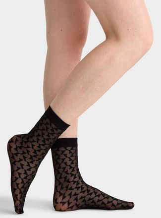 Simons Womens Geo/solid sheer ankle socks 2-pack Exclusive collection from Italy