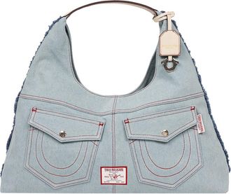 True Religion Arden Contrast Stitch Hobo Bag in Denim at Nordstrom Rack