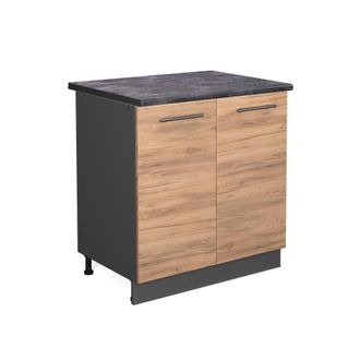 Vicco Armario Bajo Para Fregadero Fame-line, Roble Dorado, 80 Cm Con Estante, Et Antracita Vicco