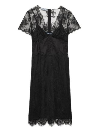 Prada scalloped lace mini dress - women - Viscose - 38 - Black