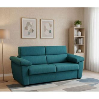 Dmora Sof&aacute; Fijo 2 Plazas Palmira, Sof&aacute; Lineal Para Sal&oacute;n, Acolchado, Desenfundable, Calidad 100% Made In Italy, 205x95 H100 Cm, Azul Claro - Dmora