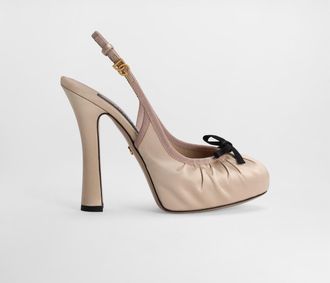 Dolce & Gabbana Satin Slingbacks - Woman Pumps And Slingback Beige 38.5