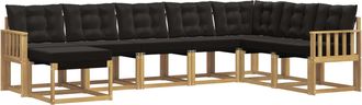 vidaXL Conjunto De Sof&aacute;s De Exterior 8 Uds. Blanco Y Negro Vidaxl