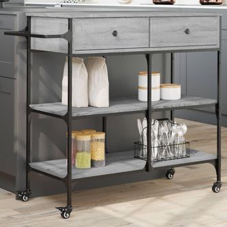 vidaXL Carrito De Cocina Madera Ingenier&iacute;a Gris Sonoma 105x42x95 Cm Vidaxl