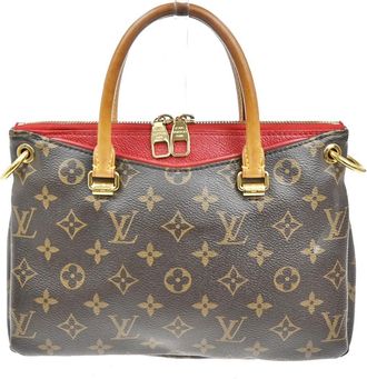 Louis Vuitton Pallas Tote Monogram Canvas With Leather Brown Canvas Handbag (Pre-Owned)