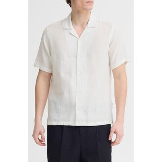 Casual Friday Sauby Linen Blend Camp Shirt in Snow White at Nordstrom, Size X-Large