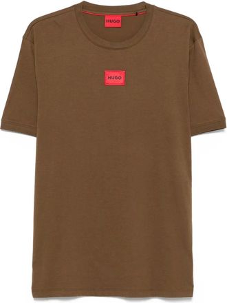 HUGO BOSS logo-embroidered cotton T-shirt - men - Cotton - S - Brown