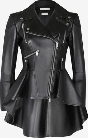 Alexander McQueen Bikerjacke aus Nappaleder mit Schoss