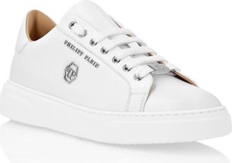Philipp Plein Leather Lo-Top Sneakers Hexagon Unisex in White at Nordstrom, Size 37