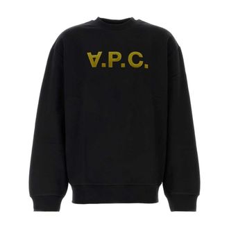 A.P.C. Sweatshirts, male, Black, Size: L Oversize Black Cotton Sweatshirt