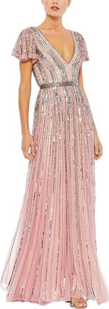 Mac Duggal Sequin V-Neck Gown