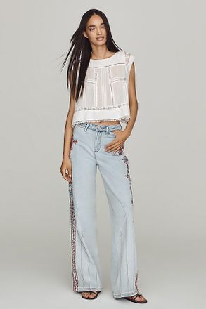 Free People Pia Mid-Rise Wide-Leg Jeans