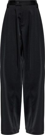 The Mannei Losvallende satijnen broek - Dames - Wijde Broeken - Zwart - XS - Satijn - Broeken