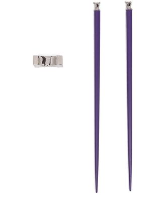 Shanghai Tang Year of the Rat Chinese Zodiac chopsticks - unisex - Wood/Brass - OS - Purple