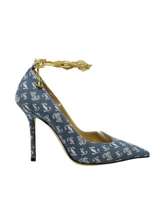 Jimmy Choo London Denim Fabric Diamond Talura Pumps