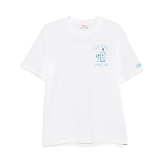 MC2 Saint Barth T-Shirts, male, White, Size: S Social Gin 01N Embroidered T-Shirt