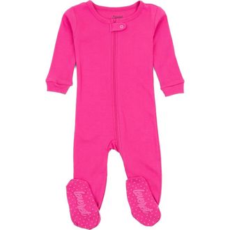 Leveret Footed Solid Cotton Matching Family Pajamas in Hot Pink at Nordstrom, Size 12-18M