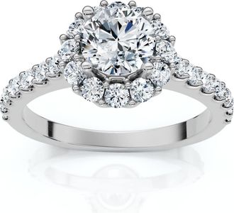 Pompeii3 1 1/2Ct Halo Diamond Engagement Ring 14k Gold Lab Grown