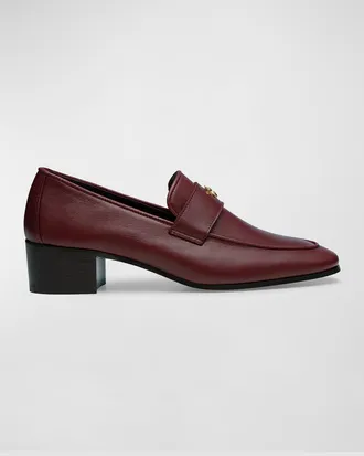 Bougeotte Leather Medallion Heeled Loafers