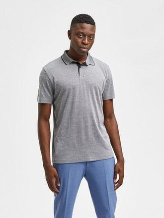 Selected Poloshirt SELECTED SLHLEROY COOLMAX SS POLO NOOS, Herren, Gr. S, grau (medium grau melange), Single Jersey, Obermaterial: 60% Baumwolle, 40% Polyester